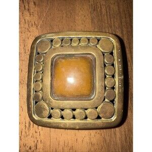 Rich Vintage Character Brass Belt Buckle Artisan Made Brutalist Mid Century